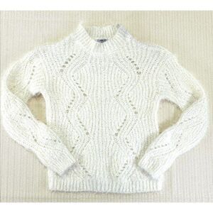 Juniors' Fuzzy Sweater Top XL White Pointelle-Knit